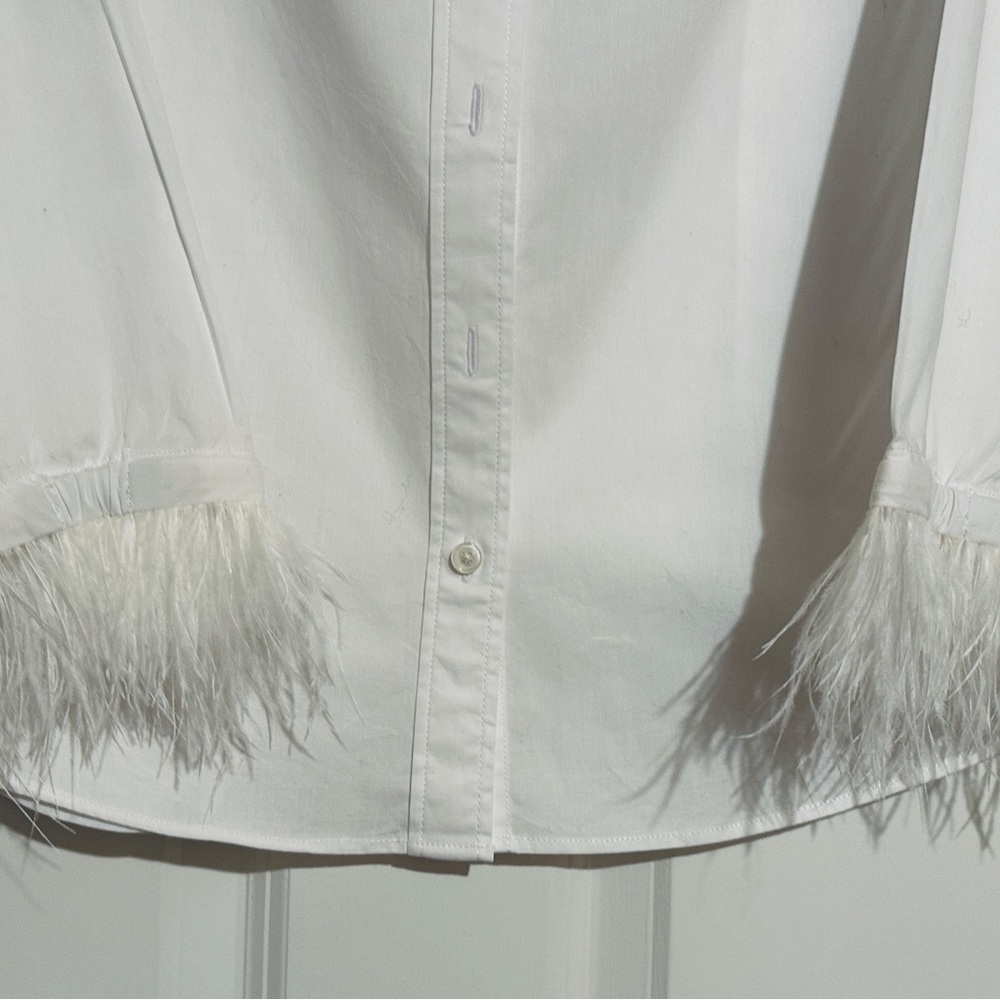 J. Crew Factory White Button Down feather shirt top HOT ITEM - Picture 7 of 7